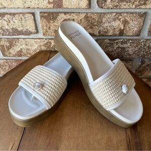 Donald Pliner Sandals Ladies Size 8.5 8 1/2 Medium Farrah Platform Rafia Upper